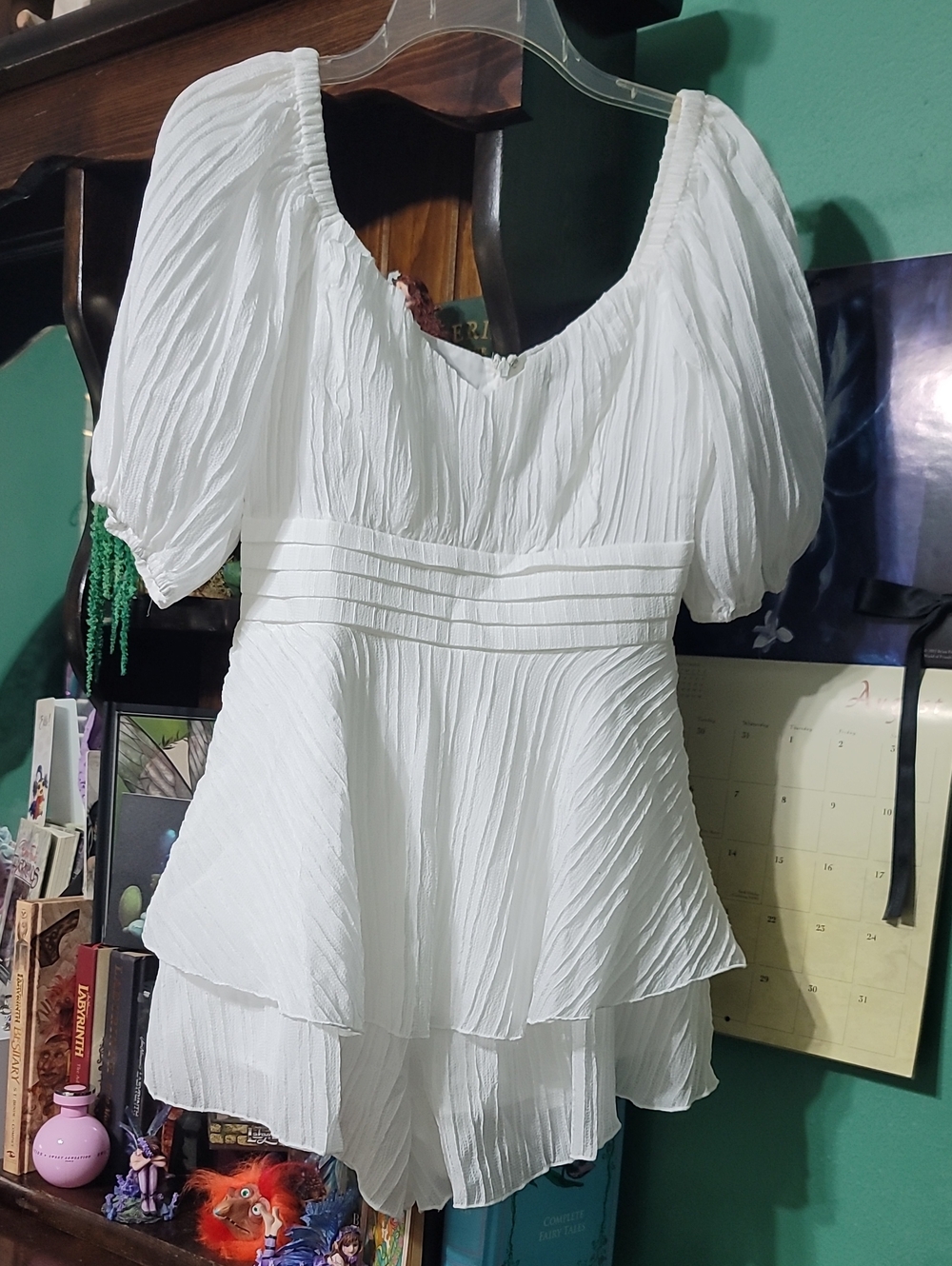 AKIRA White Pleated Peplum Women's Romper